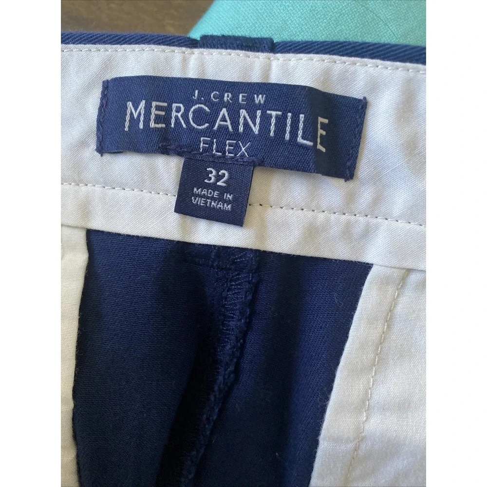 J Crew Mercantile Men's 32 Navy Chino Flat Front Shorts Preppy‎ Cotton